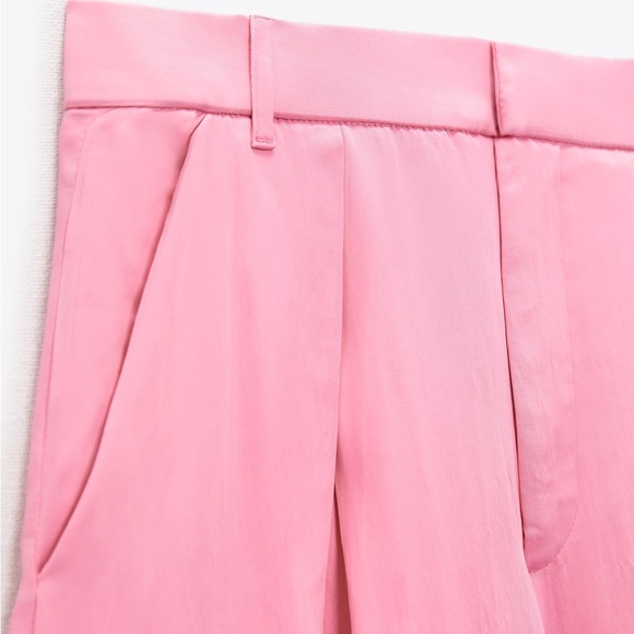 Zara Full Length Satin Effect Pants Pink - Picture 8 of 9